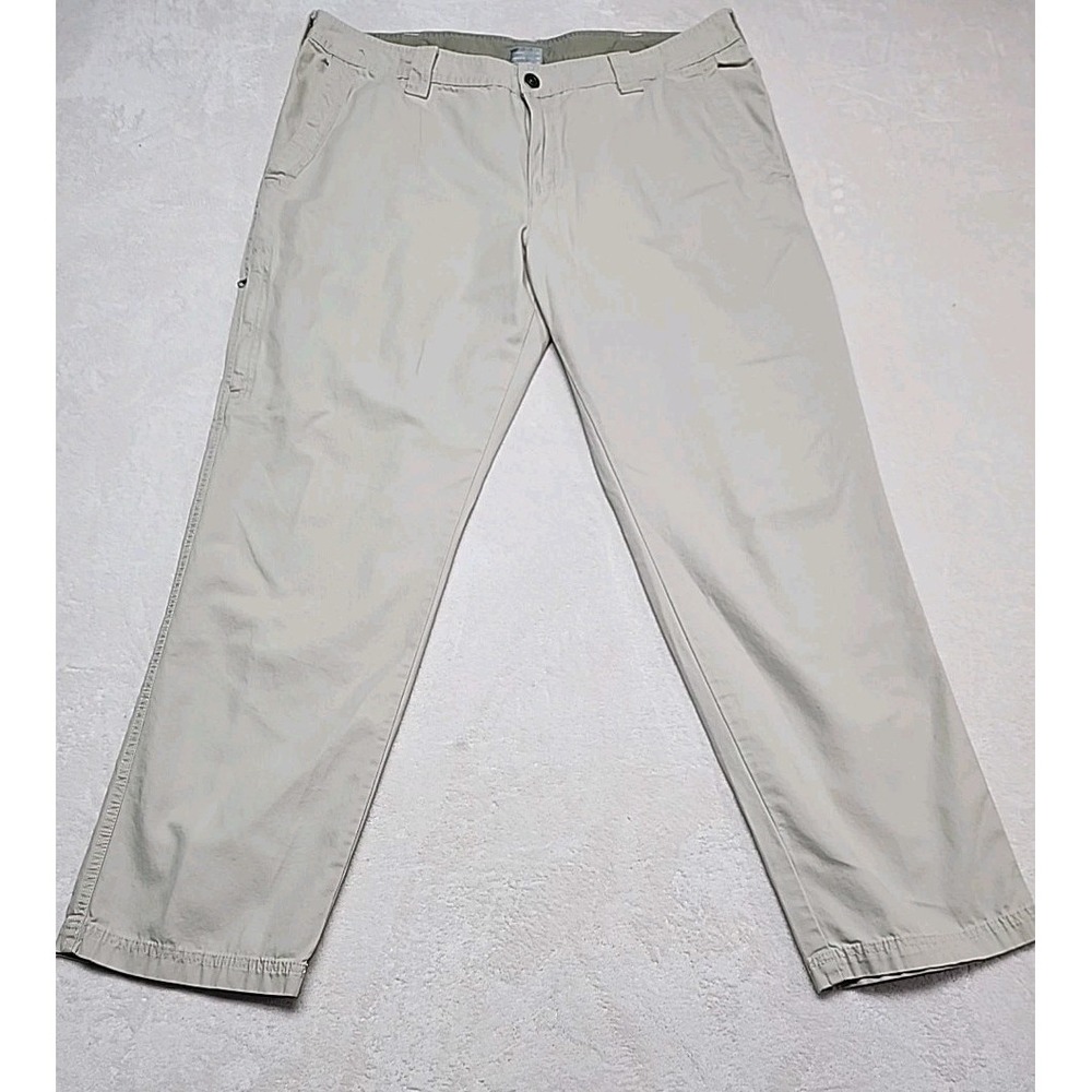 Columbia Men's 40x32 Beige Khaki Hiking Pants Flat Front‎ Cotton Omni Shield